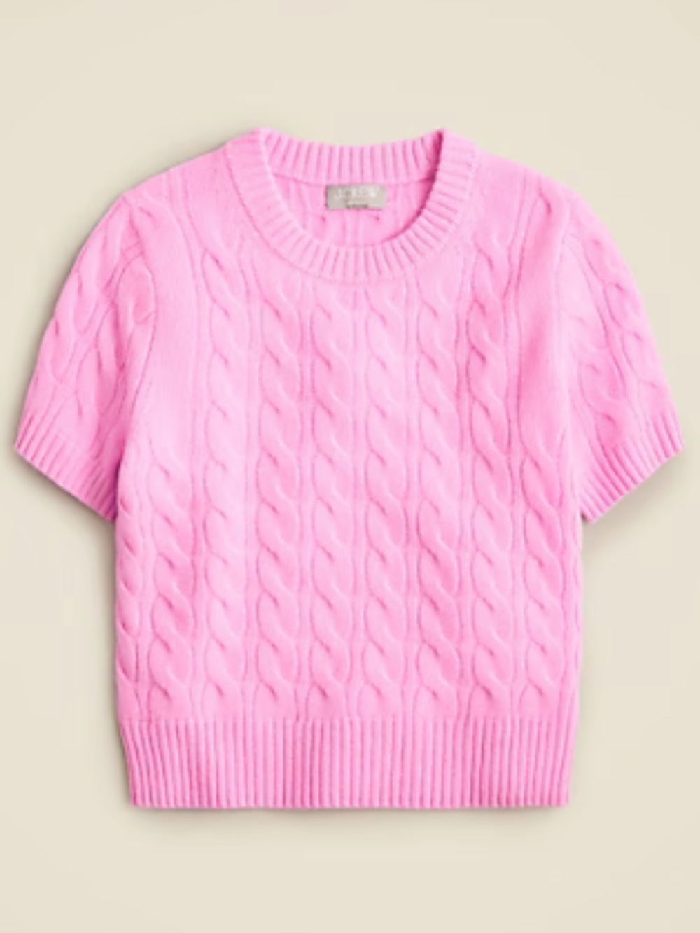 J Crew Cashmere Cable Knit Short Sleeve Pullover Sweater T Pink Orchid